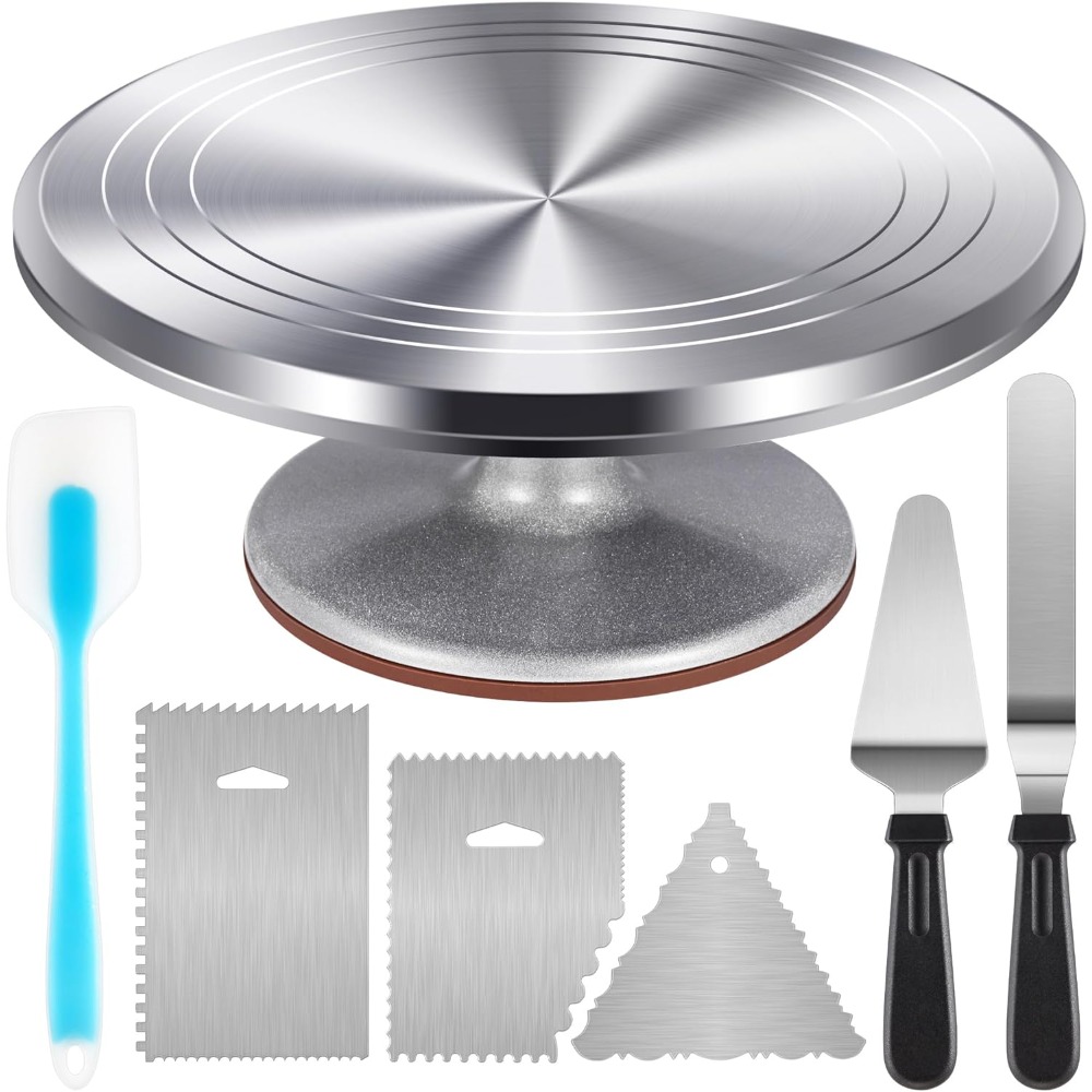 Cake Decorating Turntable - Aluminium Cake Turntable Set with Revolving