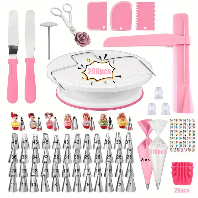 Cake Decorating Turntable - 200PCS Ultimate Cake Turntable Decorating Nozzle