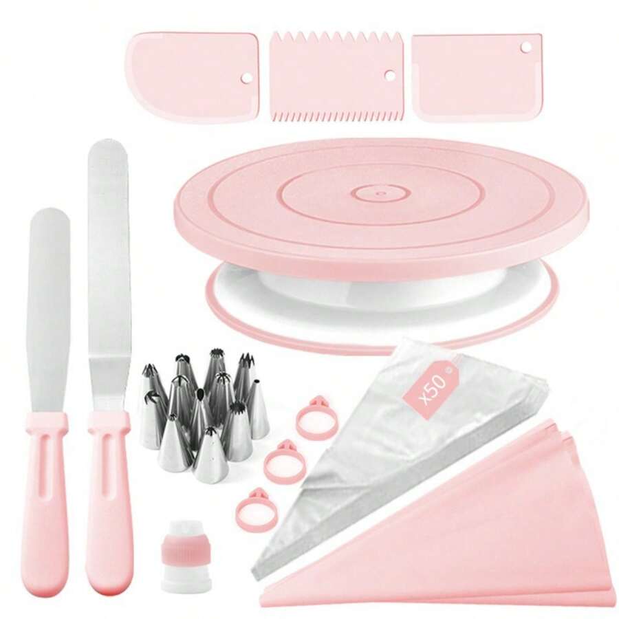 Cake Decorating Turntable - 74pcs Pink & Green Cake Turntable,