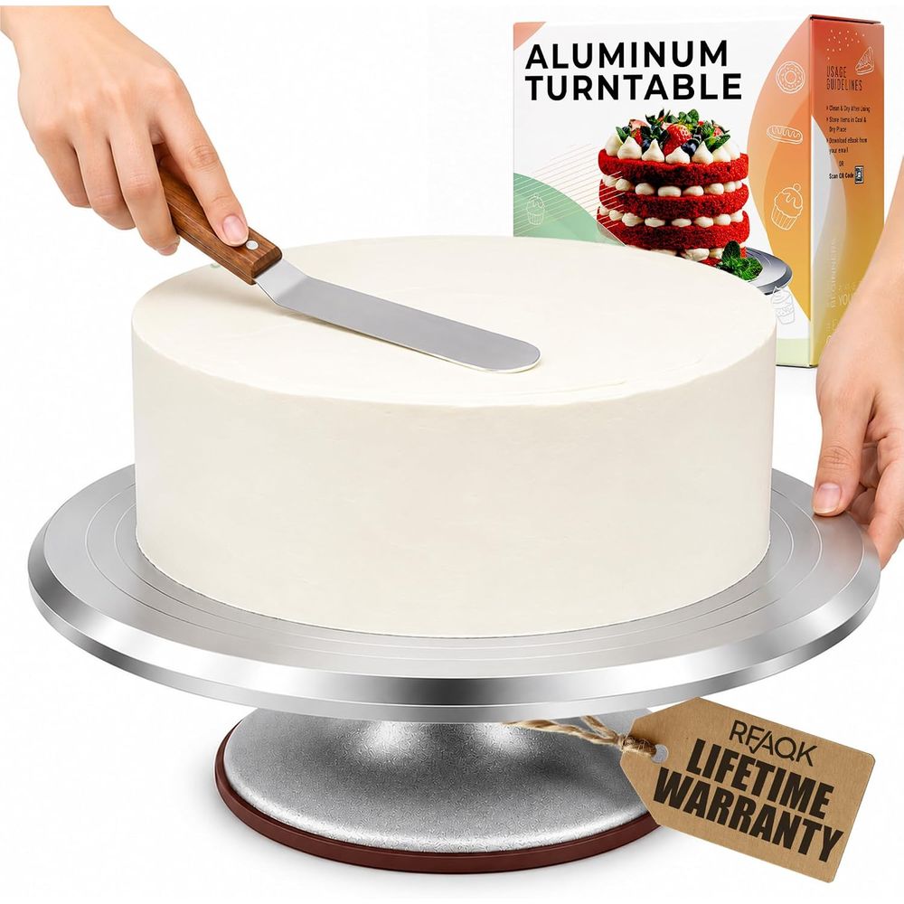Cake Decorating Turntable - 12 Inch Alloy Revolving Cake Stand,