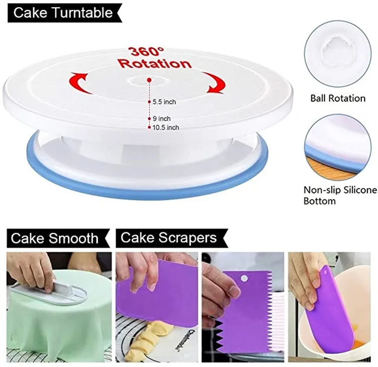 Hot sale 407Pcs Baking Tool Se - đánh giá và giá Cake Decorating Turntable