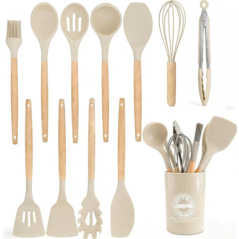 Wooden Handle Silicone Kitchen - đánh giá và giá Kitchen Gadgets And Utensils