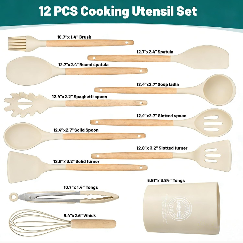 Wooden Handle Silicone Kitchen - đánh giá và giá Kitchen Gadgets And Utensils