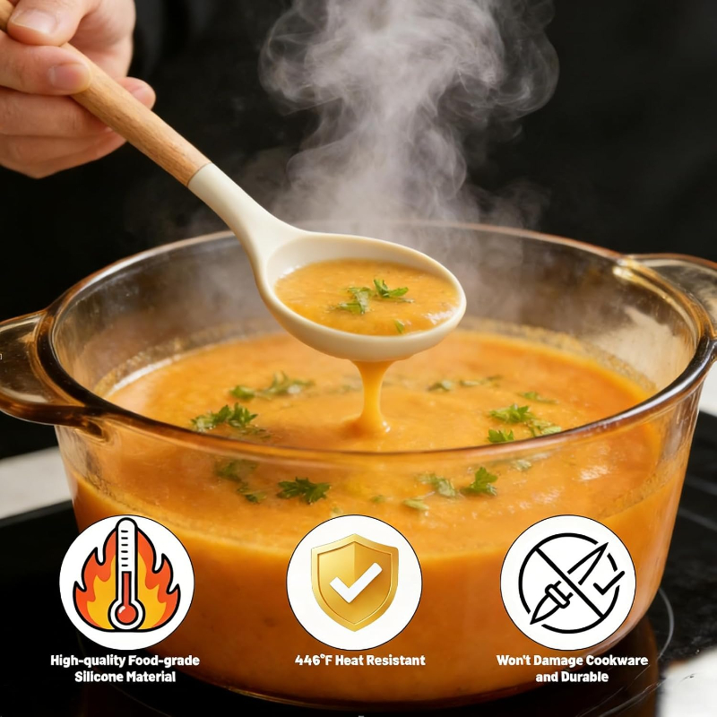 Wooden Handle Silicone Kitchen - đánh giá và giá Kitchen Gadgets And Utensils