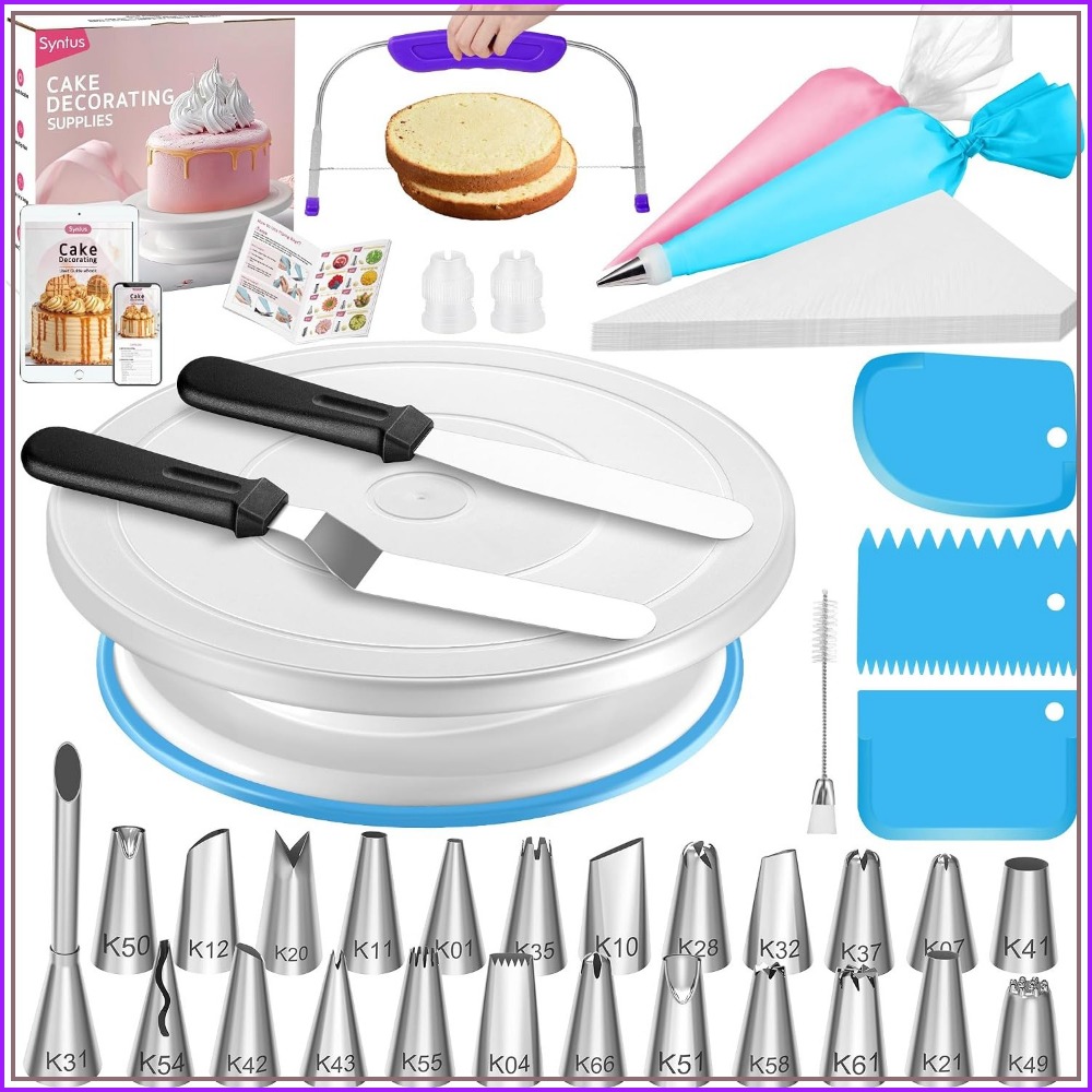 65-Piece Cake Decorating Kit w - đánh giá và giá Cake Decorating Turntable