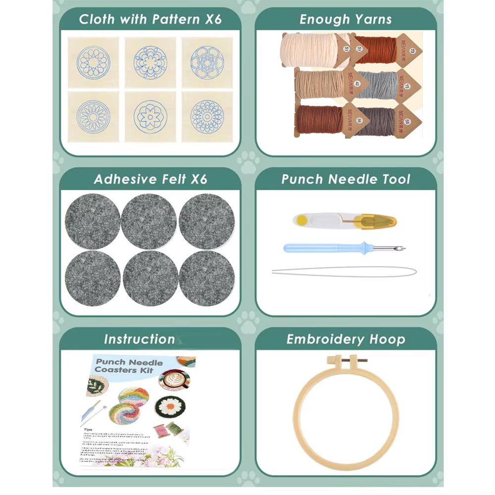 6PCS Set Punch Needle Coaster  - đánh giá và giá Kitchen Gadgets Crossword